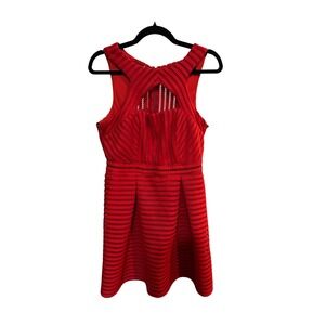 Jodi Kristopher Red Lace Fit & Flare Party Dress Sleeveless‎ Cutout Back 13